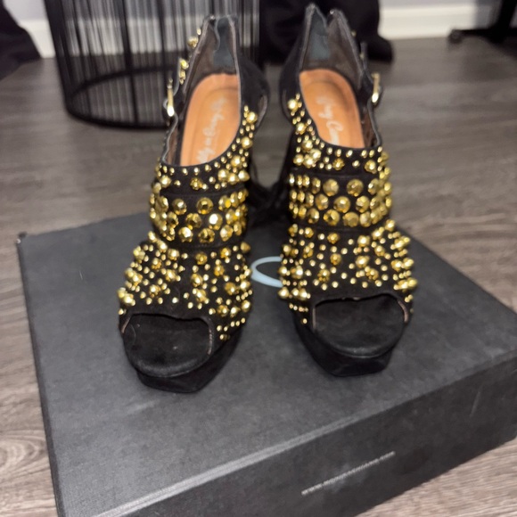 Jeffrey Campbell Black and Gold Studded Heels - Picture 2 of 4